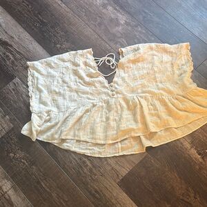 American Eagle Outfitters Cream Ruffle Blouse